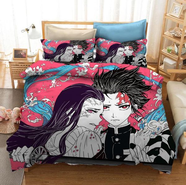 

demon slayer 3d printed bedding set duvet covers pillowcases comforter bedding set bedclothes bed linen(no sheet