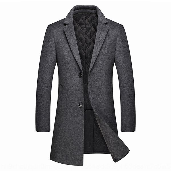 

новый шерстяной мужской корейский стиль тонкий ветровка пальто шерстяное пальто мужские ветровки средней длины утолщенной верхней, Black