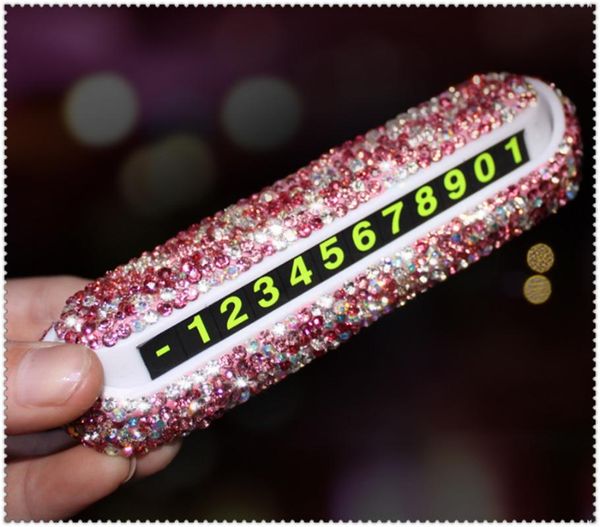 

1pcs car temporary parking card diamond phone number plate diy for f-series e46 e90 f09 1 2 3 4 all series 5 6 7 x e