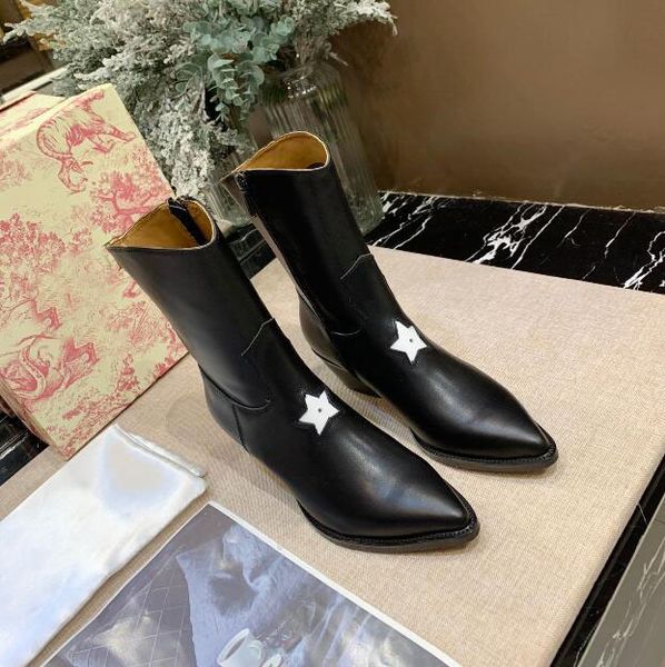

brand new d1or womens half knight autumn winter martin genuine leather wearproof zip square heel booties tube 8 inches, Black