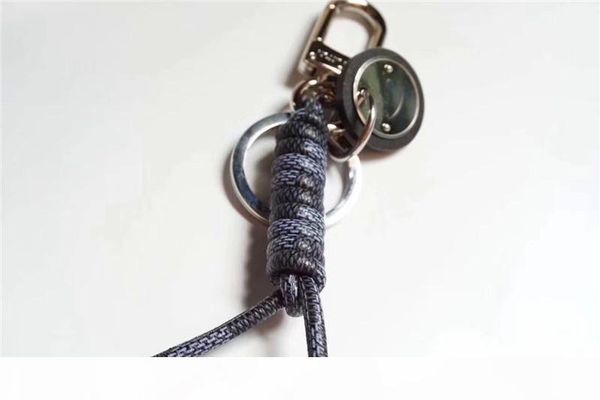 

fashionable key ring with knotted strap and leather calf leather metal spring buckle with exquisite packaging gift box, Silver