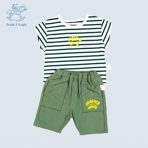 

dpfur male baby summer children's suit striped cool and handsome children's clothing western-style boy baby short-sleeved two-piec, Blue