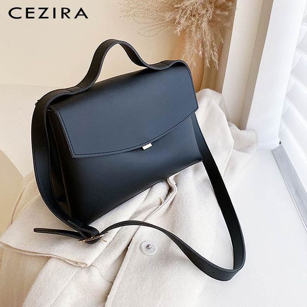 

cezir classic design pu leather handbags for women solid color female briefcase crossbody bag ladies flap messenger shoulder bag