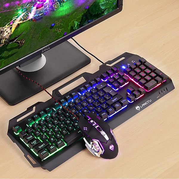 

gaming keyboard 104keys backlight wired usb keyboard rgb for tablet deskmechanical touch game mouse through translucent