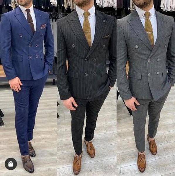 

new arrival stripe men suits slim fit wedding groom tuxedos suit costume homme prom mariage 2 pcs terno masculino (jacket+pants), White;black