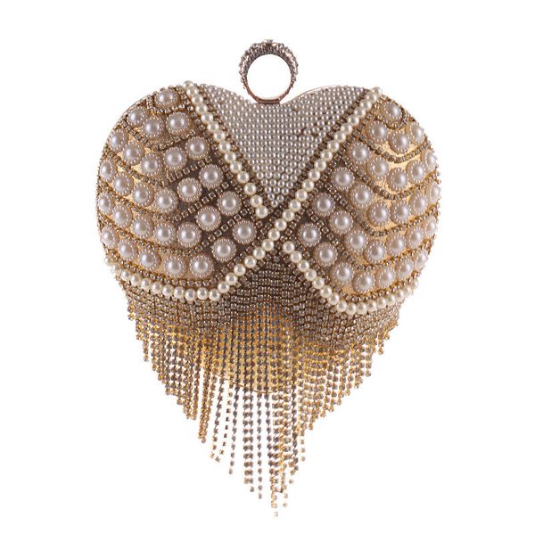 

abera 2020 new diamond tassel evening bags beads patchwork wedding dinner wallets heart chain shoulder bags purse mn665