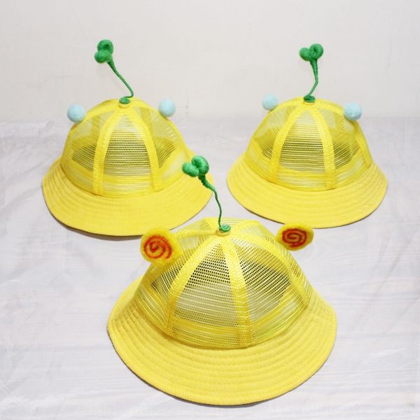 

fisherman baby cap baby cap cute bean sprout girl fisherman breathable children's mesh boy's basin hat sun protection sun hat, Yellow