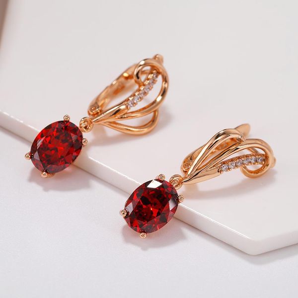 

New Fashion 6 colors Water Drop Natural Zirconia Dangle Earrings Statement Women 585 Rose Gold Wedding Party Trendy Jewelry