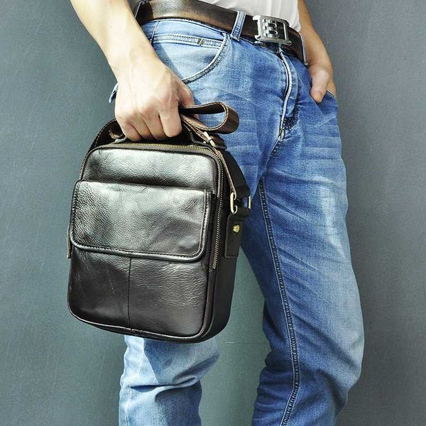 

genuine leather male design casual messenger crossbody shoulder bag fashion male 9.8" satchel mochila tablet tote bag 2004-c