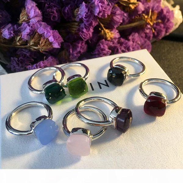 

2020 brass material paris design ring with nature jade and zircon decorate single ring jewelryps6405, Silver