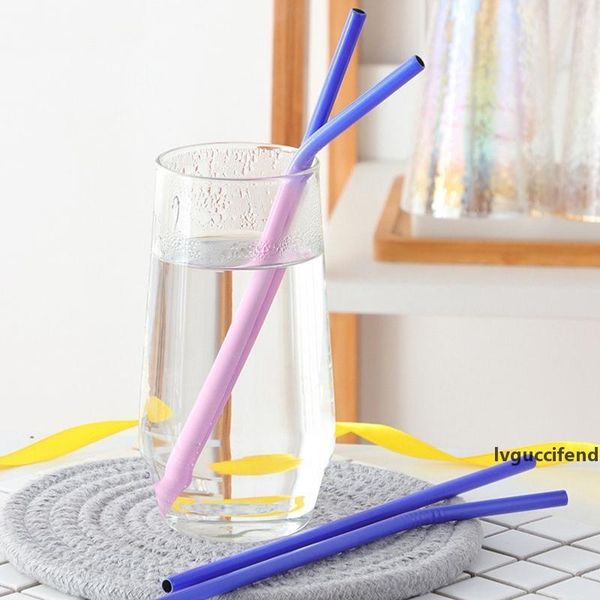 

reusable metal portable drinking straw stainless steel straws induction temperature color change straws mug cup bar accessories bh2002 tqq