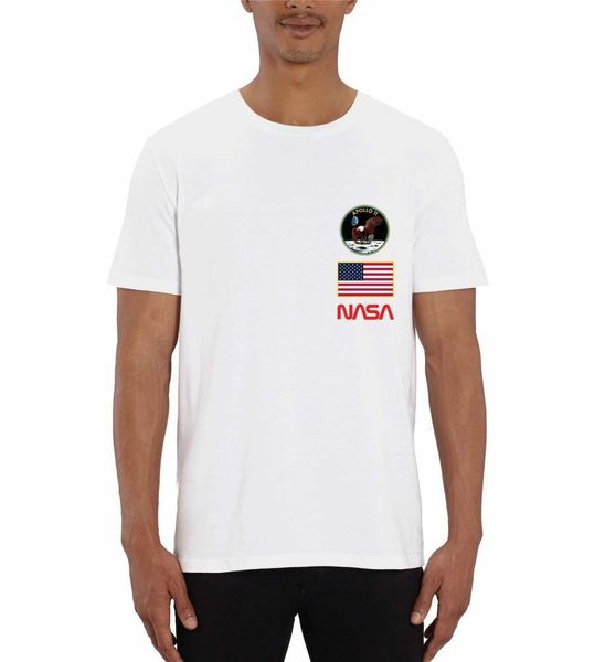 

nasa apollo 11 mens white t shirt, Gray;blue