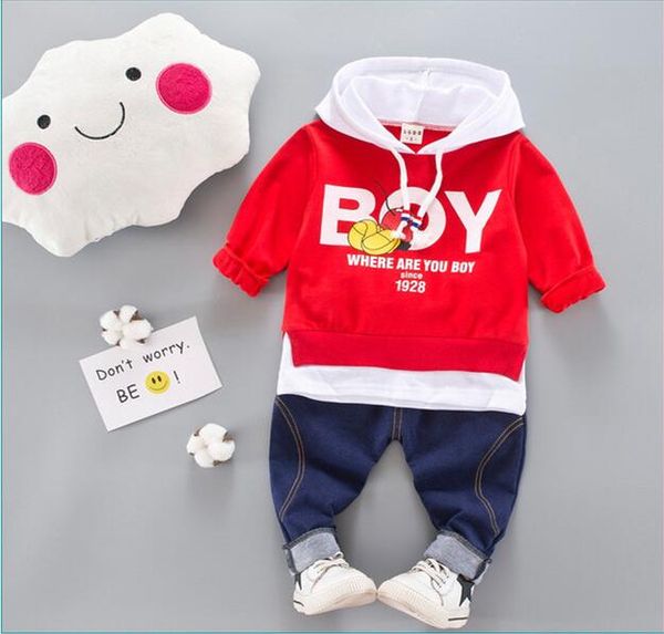 

spring autumn kids clothes sets baby boy cotton sports hooded t shirt sweater shirt pants sets children boys kids casual suits, White