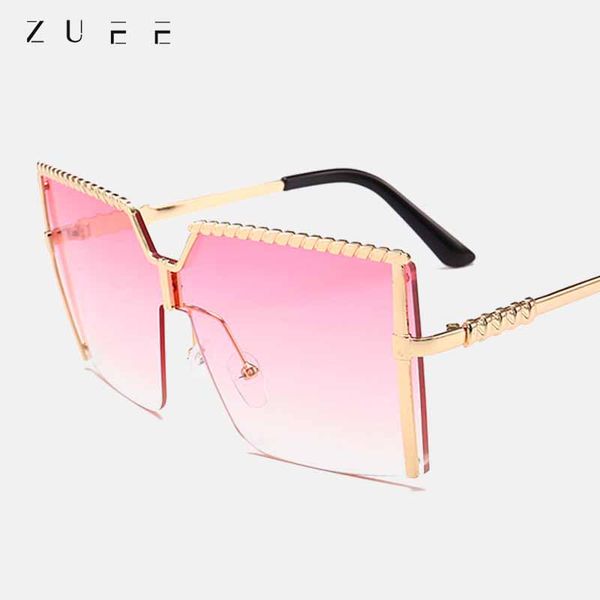 

oversized square sunglasses women vintage alloy frame sun glasses one piece rimless eyewear shade bulk sunglasses, White;black