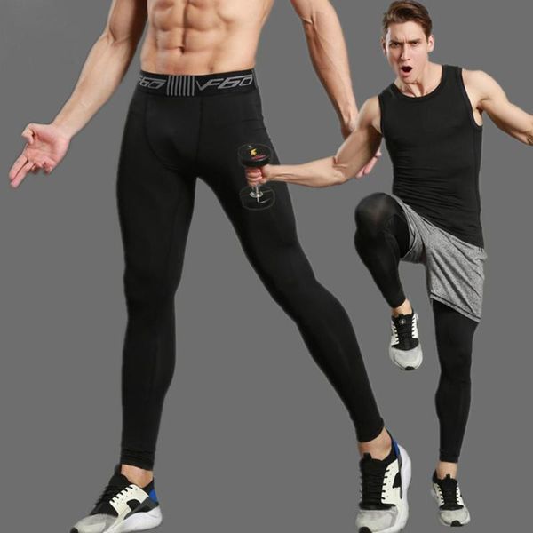 

men breathable quick dry elastic gym fitness sports compression pants leggings stretchy comfortable sports pants men, Blue