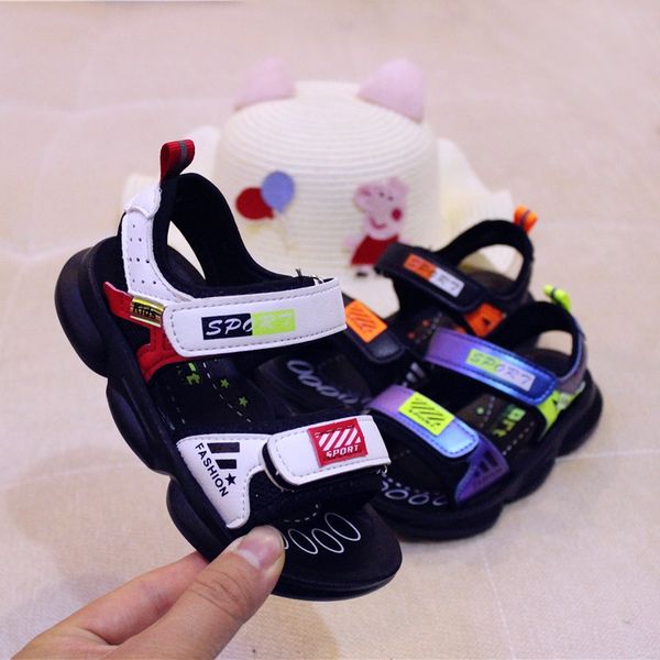 

2020 new boys' korean style and sandals boys' polyurethane soft bottom kids' sandals 27-31, Black;red