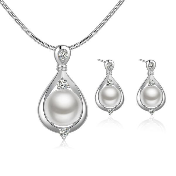 

925 sterling silver bargain ms. pearl jewelry polished finished necklace + earring silver beads african jewelry set s735