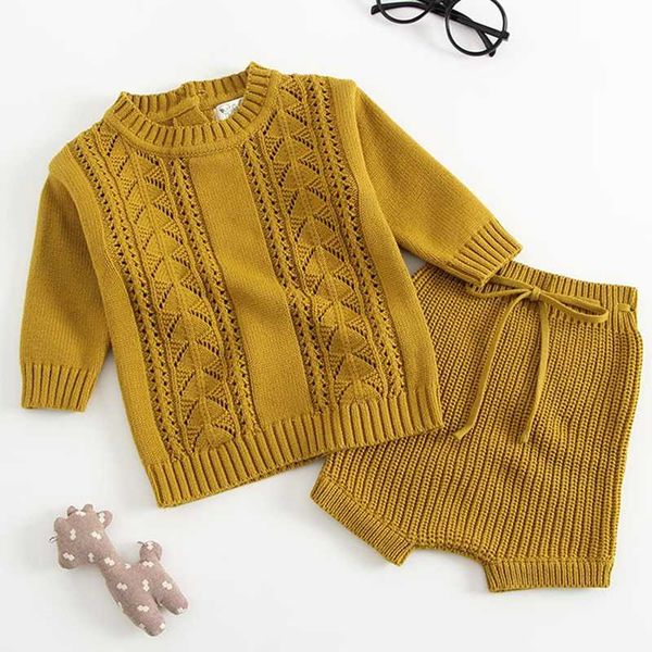 

2020 autumn new baby girls boys clothing set sweater+pants baby girls boys knitting clothing suit set spring clothes, White