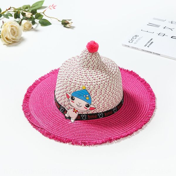 

cap baby cap straw baby summer children's straw boys and girls sun hat outdoor sunscreen travel hat korean version, Yellow