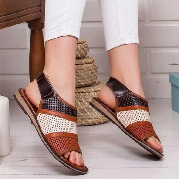 

sandals 2021 summer fish mouth women's flat bottom mesh color matching large size breathable beach shoes in stock, Black