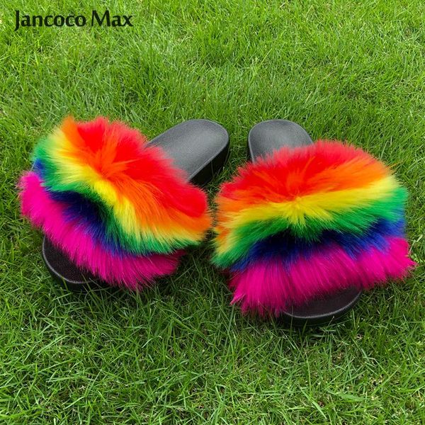 

new arrivals women fashion faux fur slides summer slippers fake fur indoor sliders s6051, Black