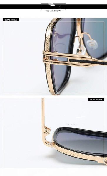 

sunglass men women dita glass fashion retro large frame metal gradient sunglasses street trend 615 no logo metal frame design, White;black