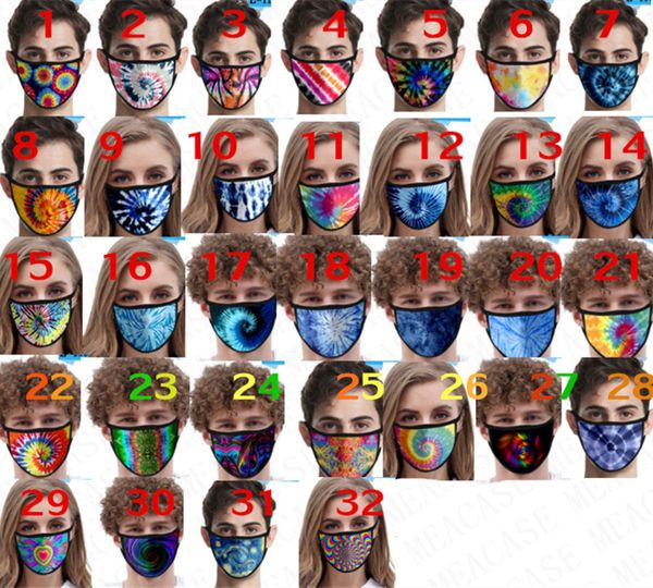 

color tie dye mask adults kids face mask anti dust haze ice silk washable mouth-muffle mask fashion reusable face cover d71501, Black;white