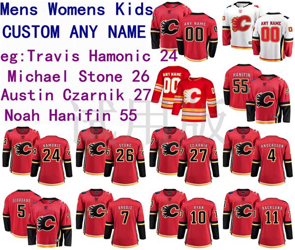 

calgary flames jersey travis hamonic jersey michael stone austin czarnik noah hanifin men red white hockey jerseys custom stitched, Black;red