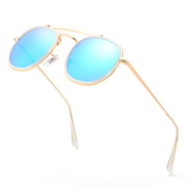 

classic vintage round polarized sunglasses men brand designer polaroid sun glasses women metal frame black lens eyewear driving, White;black