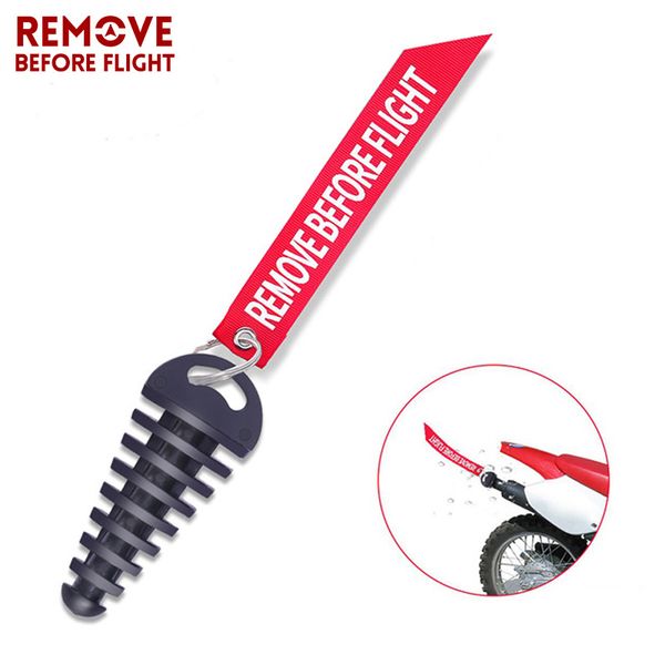 

remove before flight key chains for ktm cr black rubber muffler exhaust motorcycle wash plug red streamer keychain tag, Silver