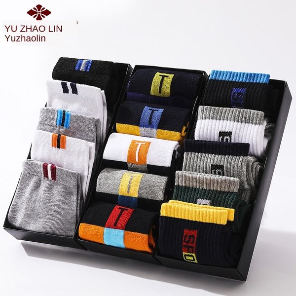

yu zhaolin 10 and pairs of men's and women's sports leisure fashionable socks printing breathable sweat-absorbing medium socks boa, Pink;yellow