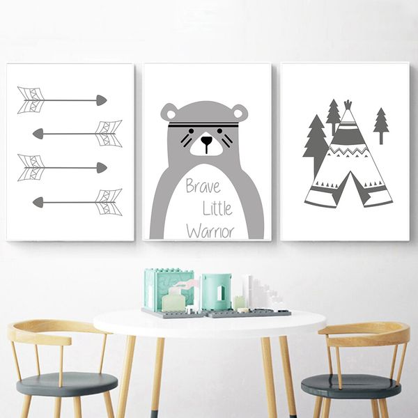 

стрелка nordic poster медведь мультфильм wall art печать холст картины tribe детские плакат креатив wall фотографии baby дети home decor