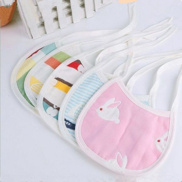 

baby six-layer pure cotton gauze towel baby saliva towel cotton cartoon bib two in one pack