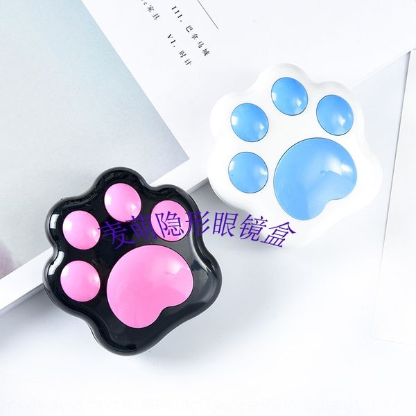 

new bear's care case glasses casepalm invisible glasses creative eye contact personalized eye care box storage box, Blue