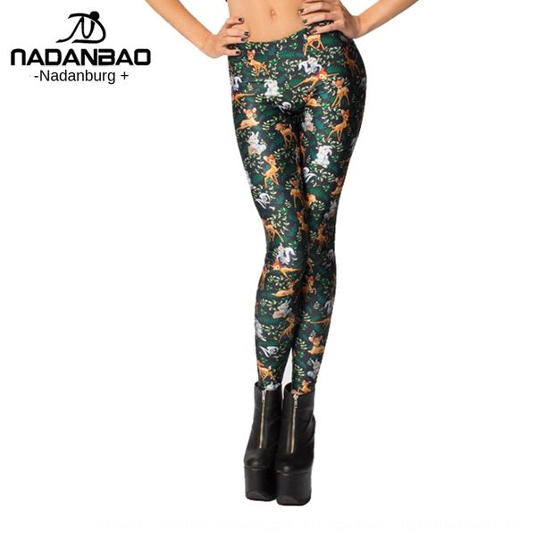 

new women's outer wear slim fit digital printing tight pants coat tight pants leggings leggings kdk1389, Black