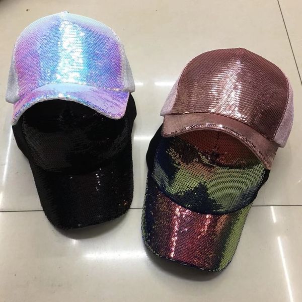 

rj0y2 female summer baseball cap sun sun reflective sequins mesh hat sunscreen and sunshade baseball cap korean style fashionable mesh brea, Blue;gray