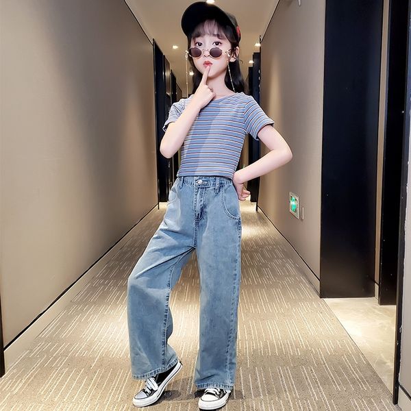 

2020 jeans children's wide leg crawler 2020 jeans children's pants wide leg pants crawler, Blue