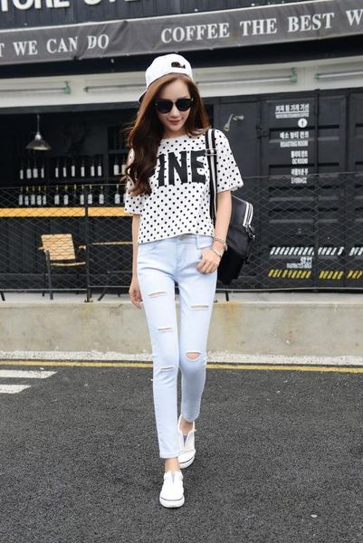 

2020 new casual thin jeans women's stretch slim fit high quality, Blue