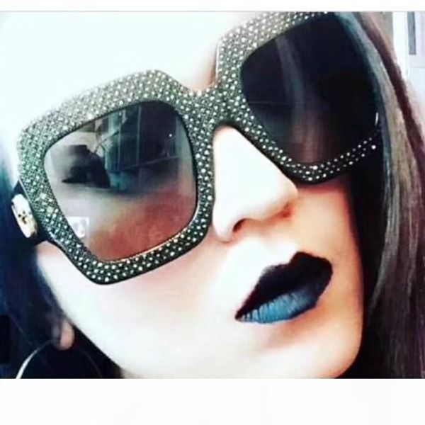 

luxury 0048 sunglasses large frame elegant special designer with diamond frame built-in circular lens come with case, White;black