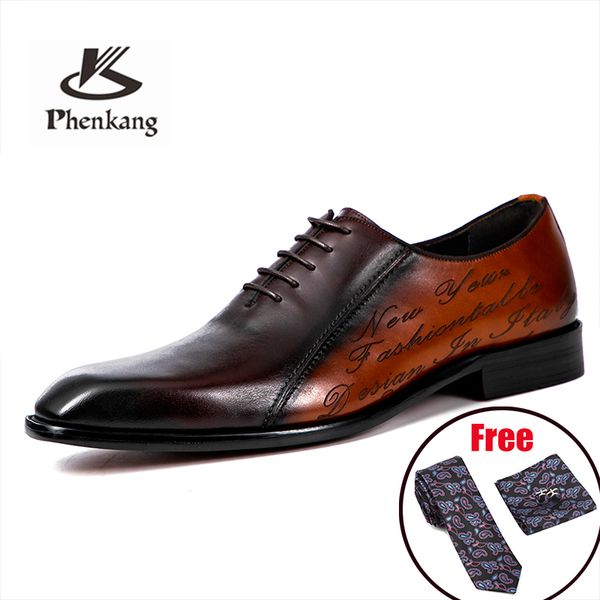 

men goodyear welted shoes mens designer brand platform brogues dress genuine leather brown laces wedding shoes phenkang 2020, Black