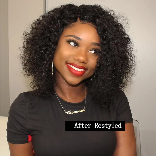 

curly lace front short bob wig brazilian remy human hair 13x4 150% pre plucked natural hairline glueless bob wigs, Black;brown