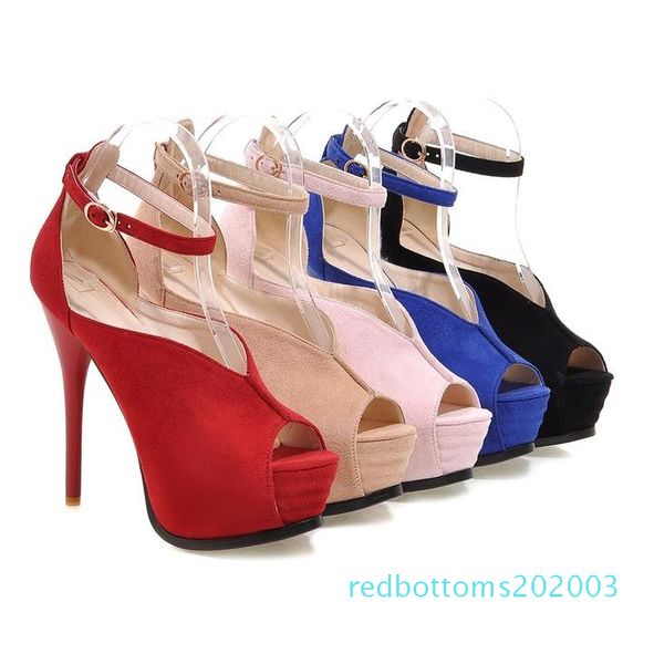 

size 32 to 42 43 with box colorful blue prom shoes red wedding shoes platform shoes designer pumps high heels r03, Black