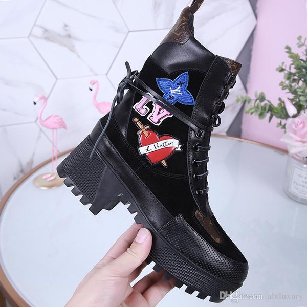 

women leather boots winter ankle boots lace -up fashion shoes for women luxury design chaussures de femme martin boots lady casual shoes, Black
