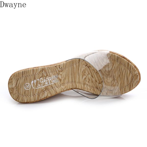 

summer new ultra high heel transparent wedge with non-slip sandals and slippers thick-soled fashion wild slippers, Black