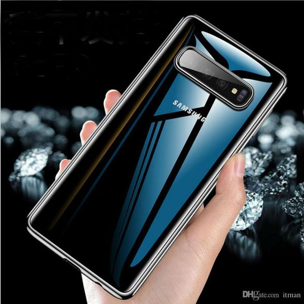 

for samsung s10 phone case plating + soft tpu edge super-clear phone back cases for s10e s10 plus qpseller xeler