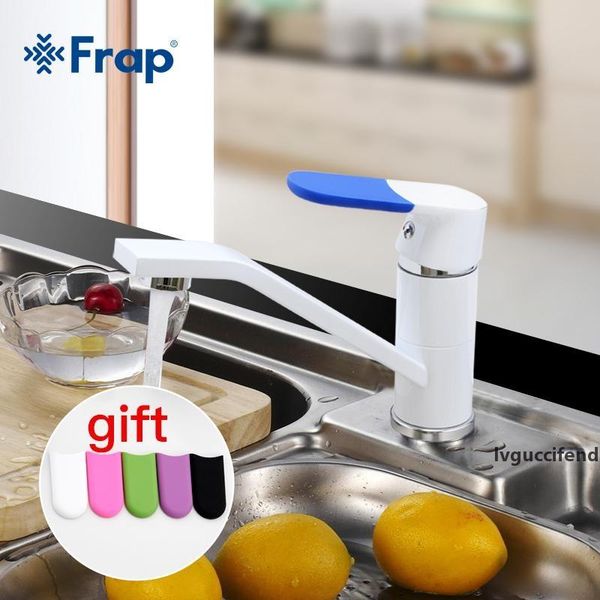 

frap kitchen faucet mixer cold and water sink tap multi color single hole 360 rotating multi color handle cover choicesf4534 t200424