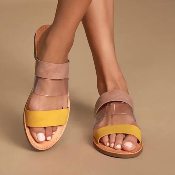 

new summer woman flat slippers female slip on transparent comfort casual beach shoes ladies slides fashion footwear