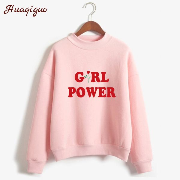 

winter autumn women hoodies harajuku kawaii letter rose printing girls sweatshirt long sleeve casual fleece turtleneck pullover, Black