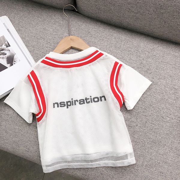 

boy fake wo-piece shor-sleeved breahable baby summer spors casual op korean children t-shir t-shirt half-sleeved t, Blue