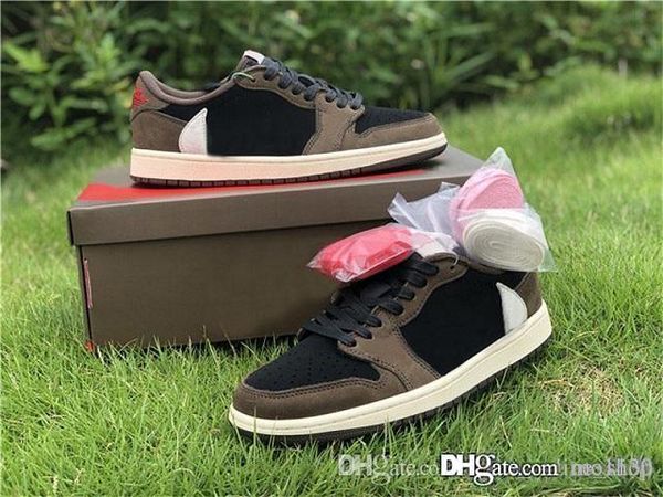 

2019 высокое качество трэвис скотт х 1s low og sp ts dark mocha retro cactus jack black 3m cq4277-001 человек баскетбол обувь